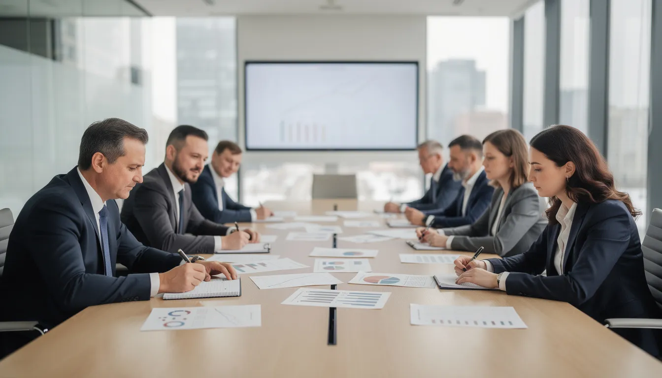 Posiedzenie zarządu w sali konferencyjnej
